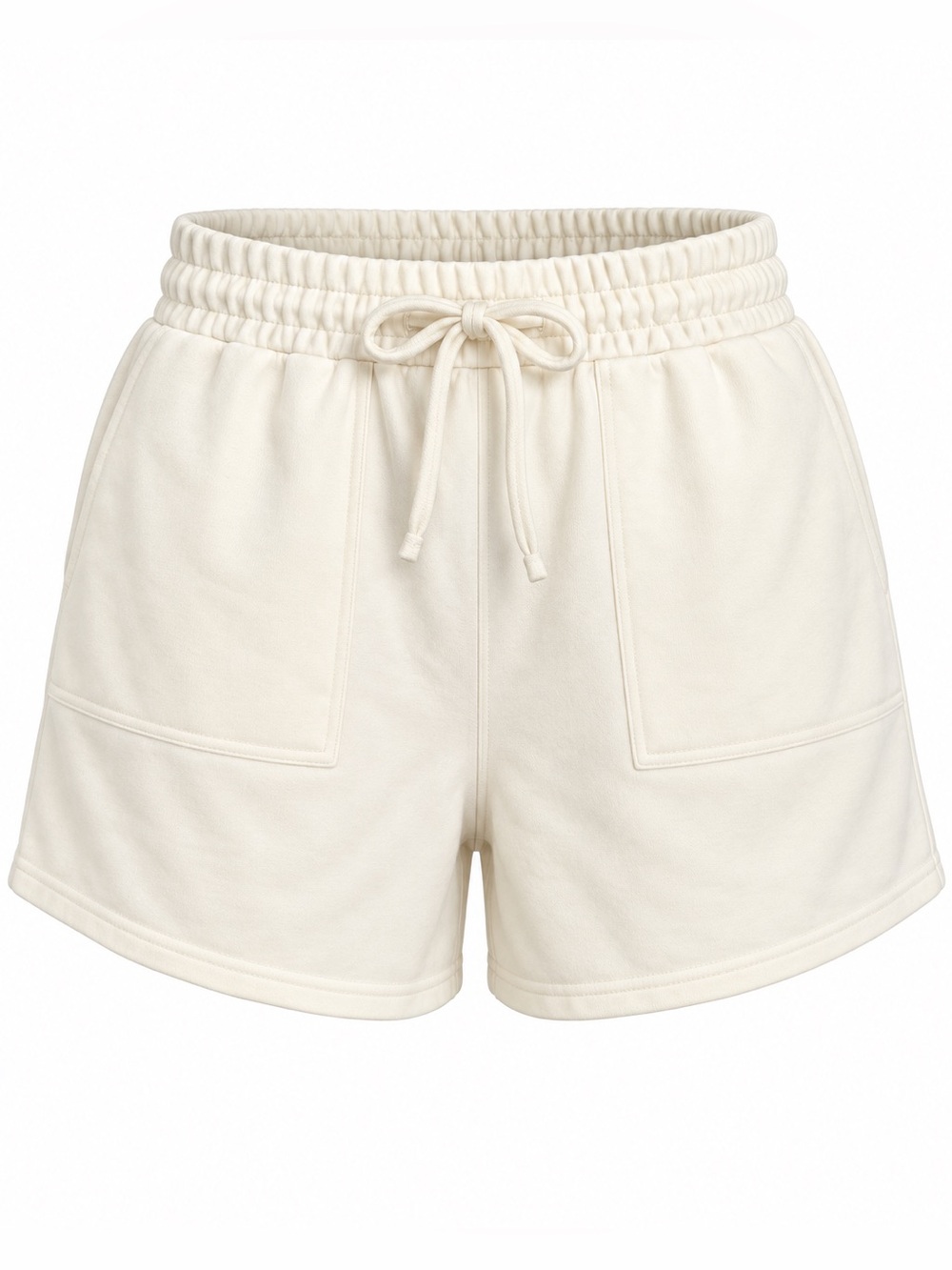 Zenana Outfitters Cream Elastic Drawstring Athletic Shorts
